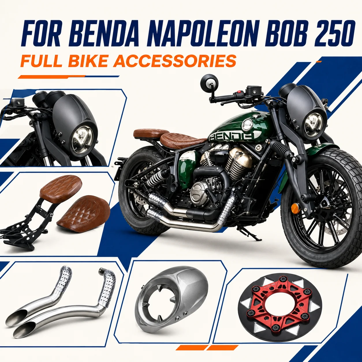 Multi‑Type Mod Parts Foldable Seat Radiator Guard Head Fairing Clutch Cover Saddlebag Bracket Fit For BENDA Napoleon bob 250