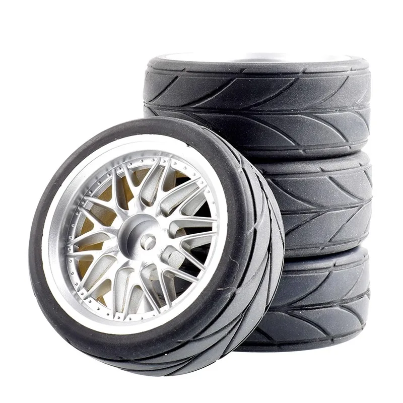 

4pcs 1/10 RC Rally Wheels 64mm w/Rubber Tires - Universal Fit for TAMIYA TT02 XV01 HSP 94123 HPI KYOSHO WLtoys On-Road Racing
