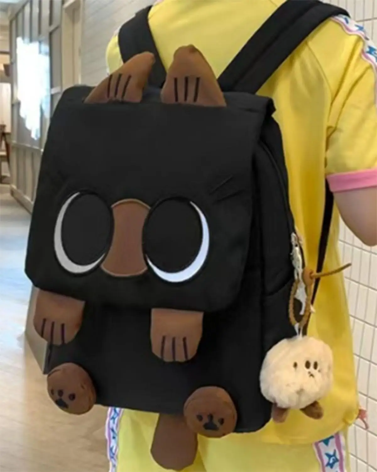 Women's Cute Black Cat Cartoon Backpack. |   Compact Casual Shoulder Bag for Daily Commute & Travel |   Ideal for Carrying Essentials