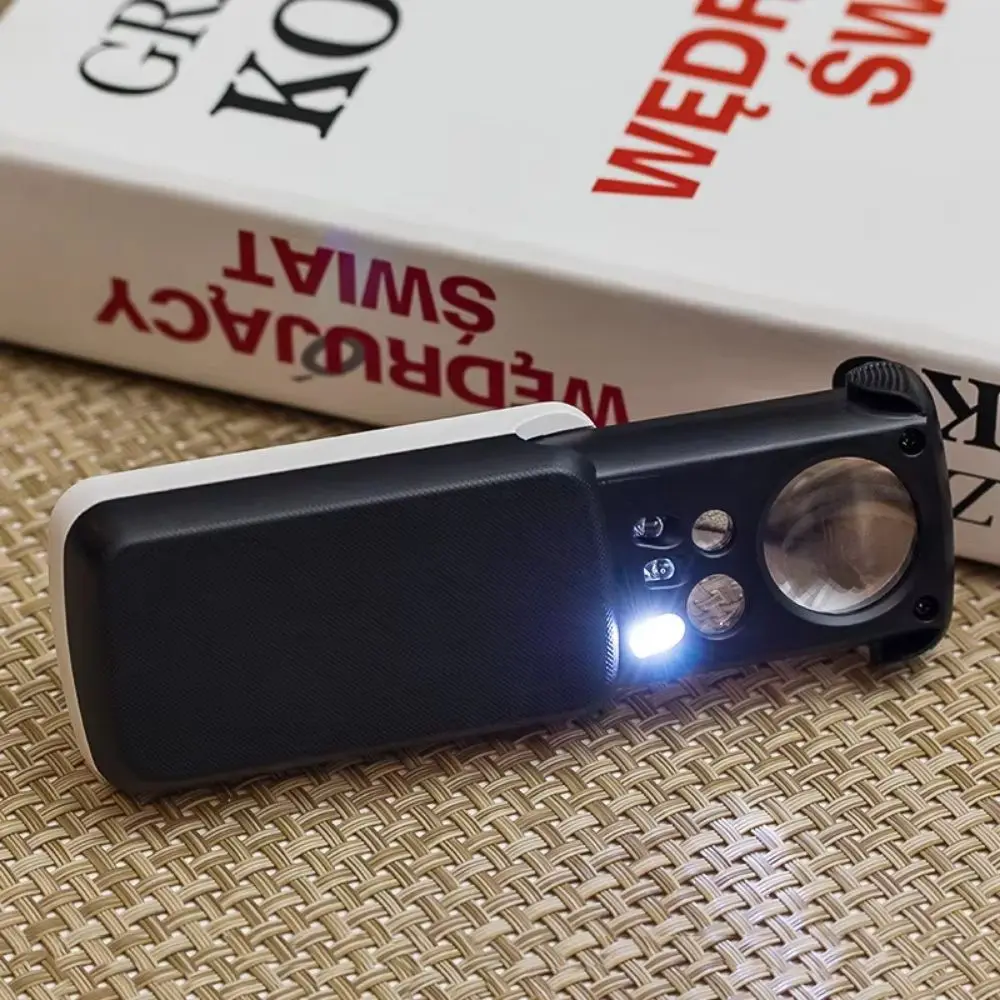 30X 60X 90X Mini Magnifying Glass Slide Out Portable Handheld Jewelry Loupe Illuminated Acrylic Optical Lens Pocket Magnifier