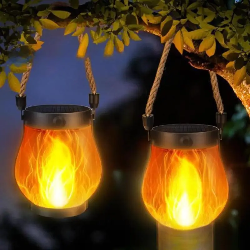 Weatherproof Flame Light Solar Garden Dancing Flame Lantern For Outdoor Decor Flickering Garden Light