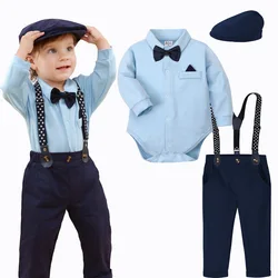 Baby Boy Outfit Set Toddler Suit 1st Birthday Party Clothes Infant Easter Clothing Newborn Wedding Formal Bodysuit with Hat