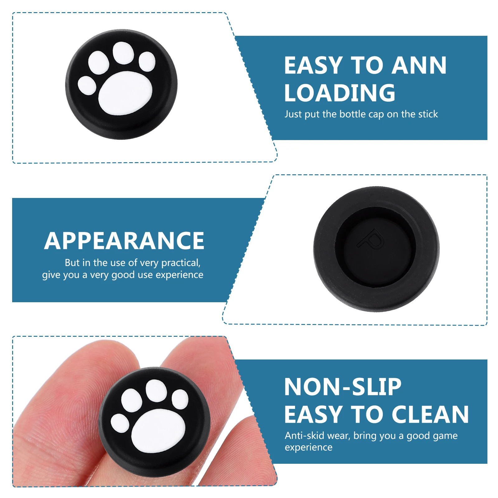 

16pcs Silicone Joystick Caps Cat Claw Grip Anti-Slip Comfortable Heat Resistant Gamepad Protective Covers for Handheld