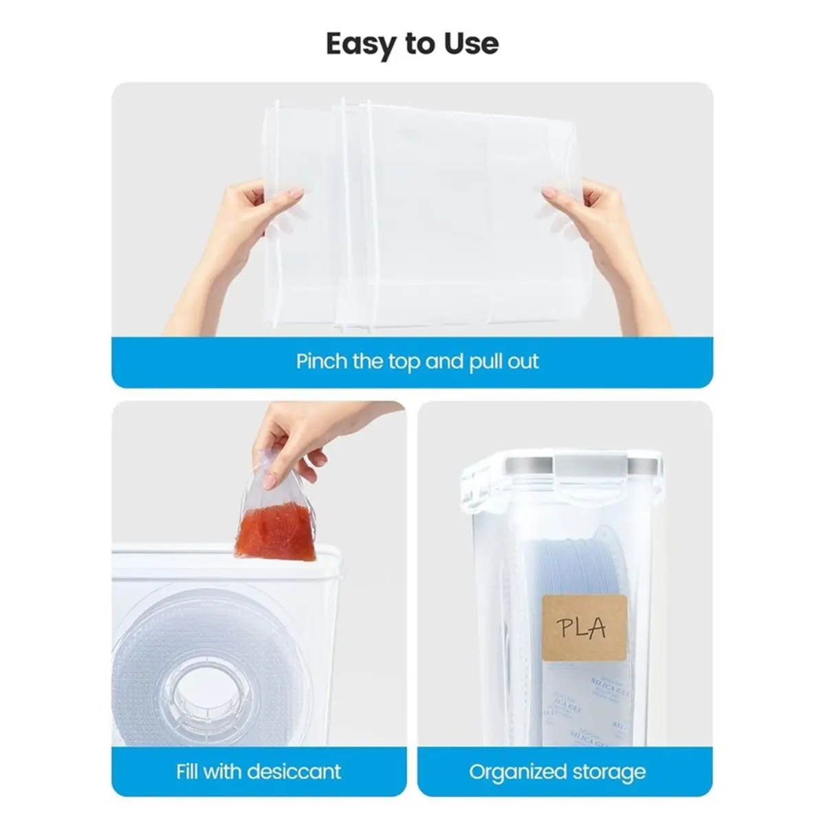 (A12R] Filament Storage Box - 6 Pack Filament Container for 3D Printing Sealing and Protection - Portable Storage Box for Home