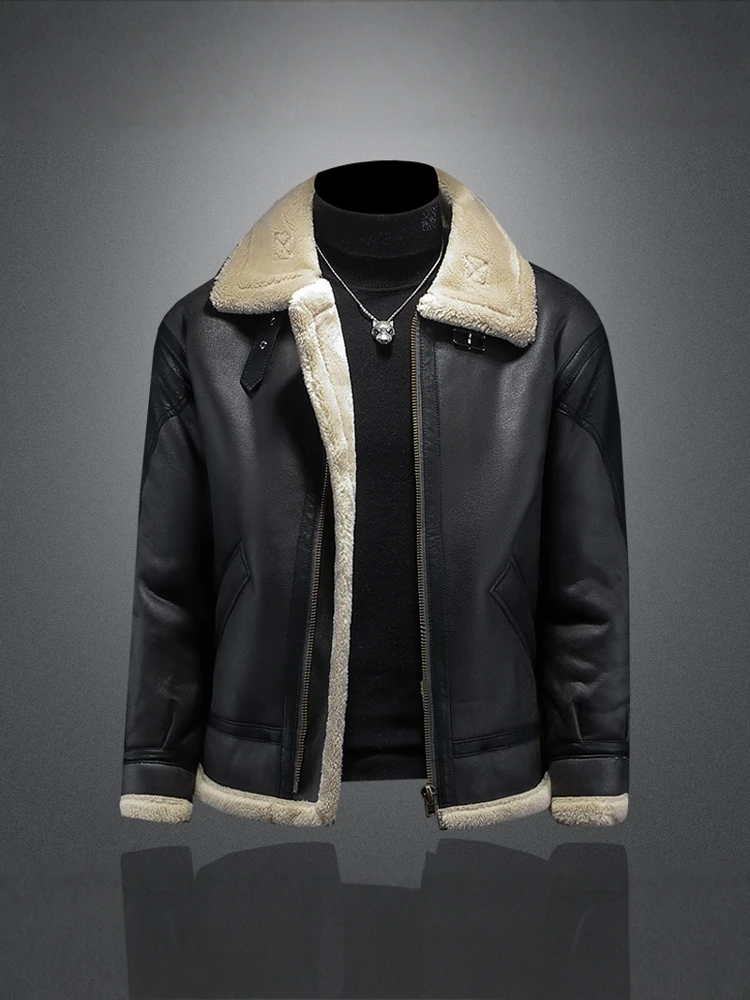 

Мужская зимняя утепленная кожаная куртка на флисовой подкладке с меховым воротником, теплая, ветрозащитная, с длинными рукавами, на молнии, верхняя одежда