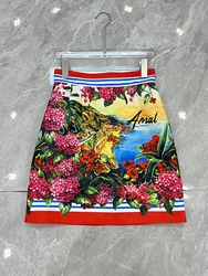 SEQINYY Sicily Mini Skirt Summer Spring New Fashion Design Women Runway High Street A-Line Vintage Flower Print Jacquard Holiday