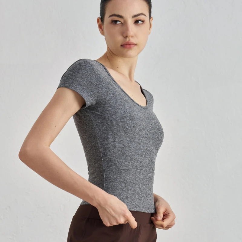 Sports Short Sleeves Yoga T-Shirt Top For Women Lightweight Breathable Sport Sweater Outerwear For Running Fitness