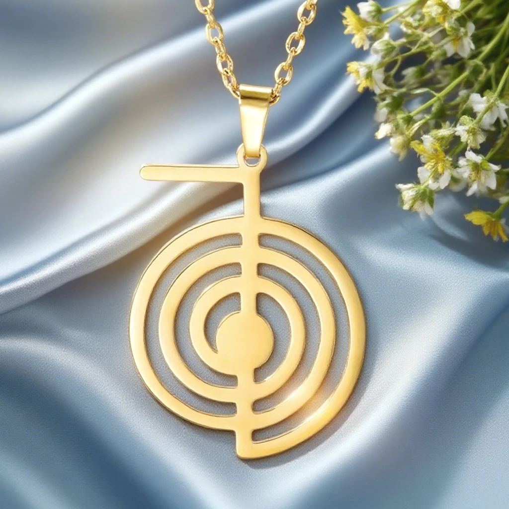Dawapara Reiki Symbol Cho Ku Rei Necklace Healing Energy Yoga Power Pendant Protection Spiritual Amulet Stainless Steel Jewelry