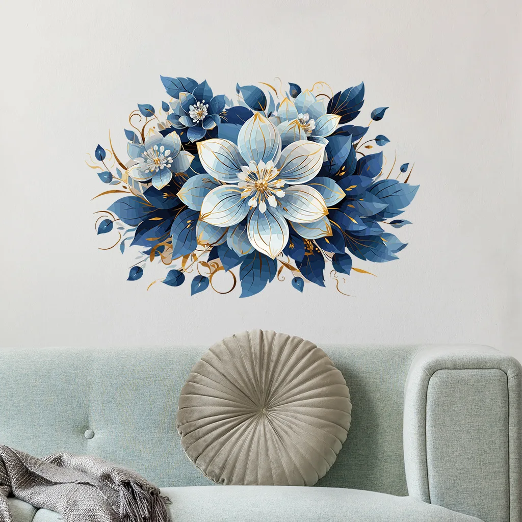 1 шт., наклейки на стену с растениями и цветами, украшения дома, наклейки с цветами, наклейки для ванной комнаты, спальни, самоклеящиеся съемные настенные обои