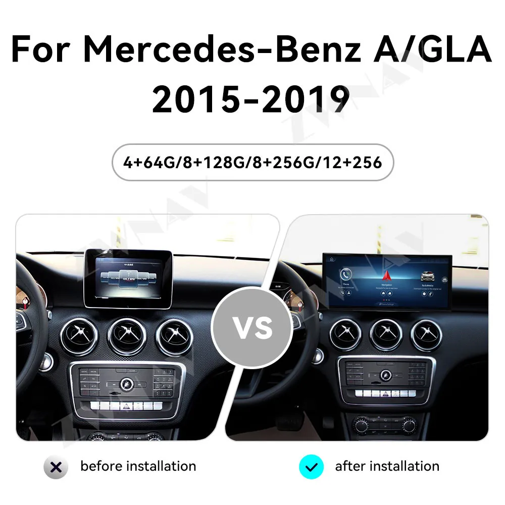 

Qualcomm CarPlay QLED Car Radio Android 14 For Mercedes-Benz A/GLA 2015-2019 GPS Navigation Stereo Multimedia Player Head Unit