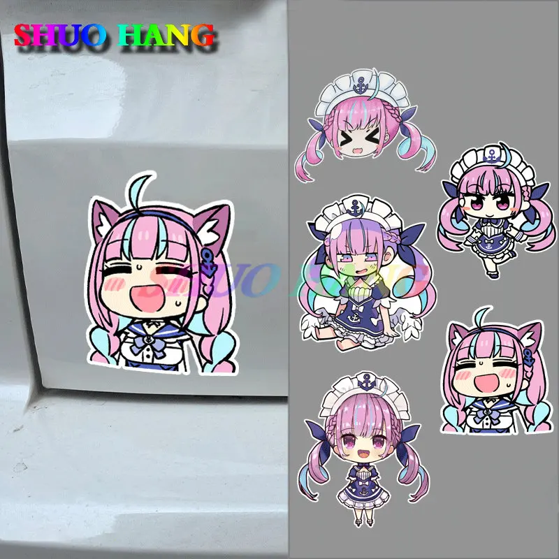 Body Sticker VTuber Virtual Cute Girl Makes Up Akuya Q Version Anime Decoration Sticker Car Vinyl Motorcycle Helmet Decals