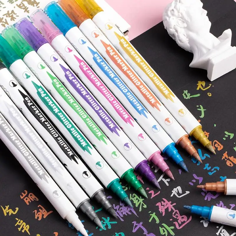 Dual Head Marker 10 Colors Permanent Marker Pen DIY Craft Art Marker Paint Marker For Writing Drawing Card Making