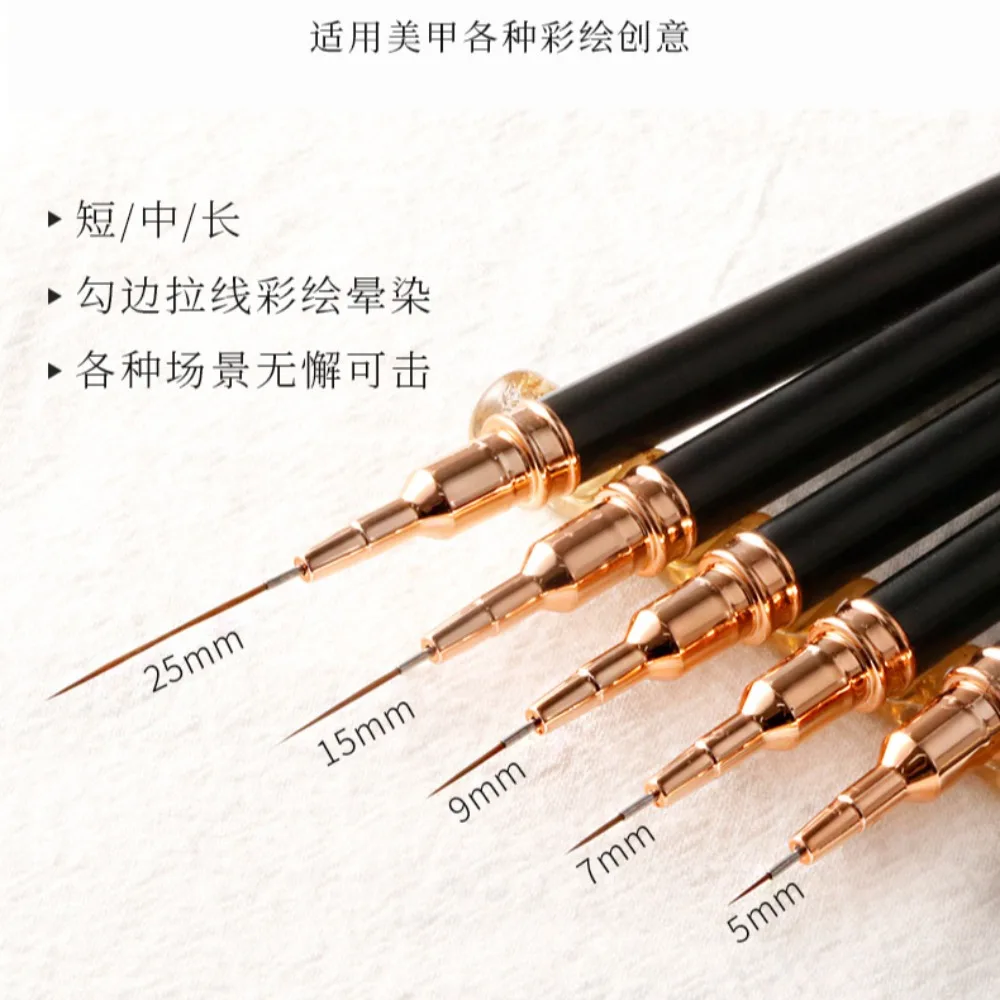 5/7/9/15/25MM 5 pièces ensemble de pinceaux à revêtement pour la peinture des ongles pinceaux à revêtement fin pour ongles ensemble de pinceaux à ongles pour acrylique