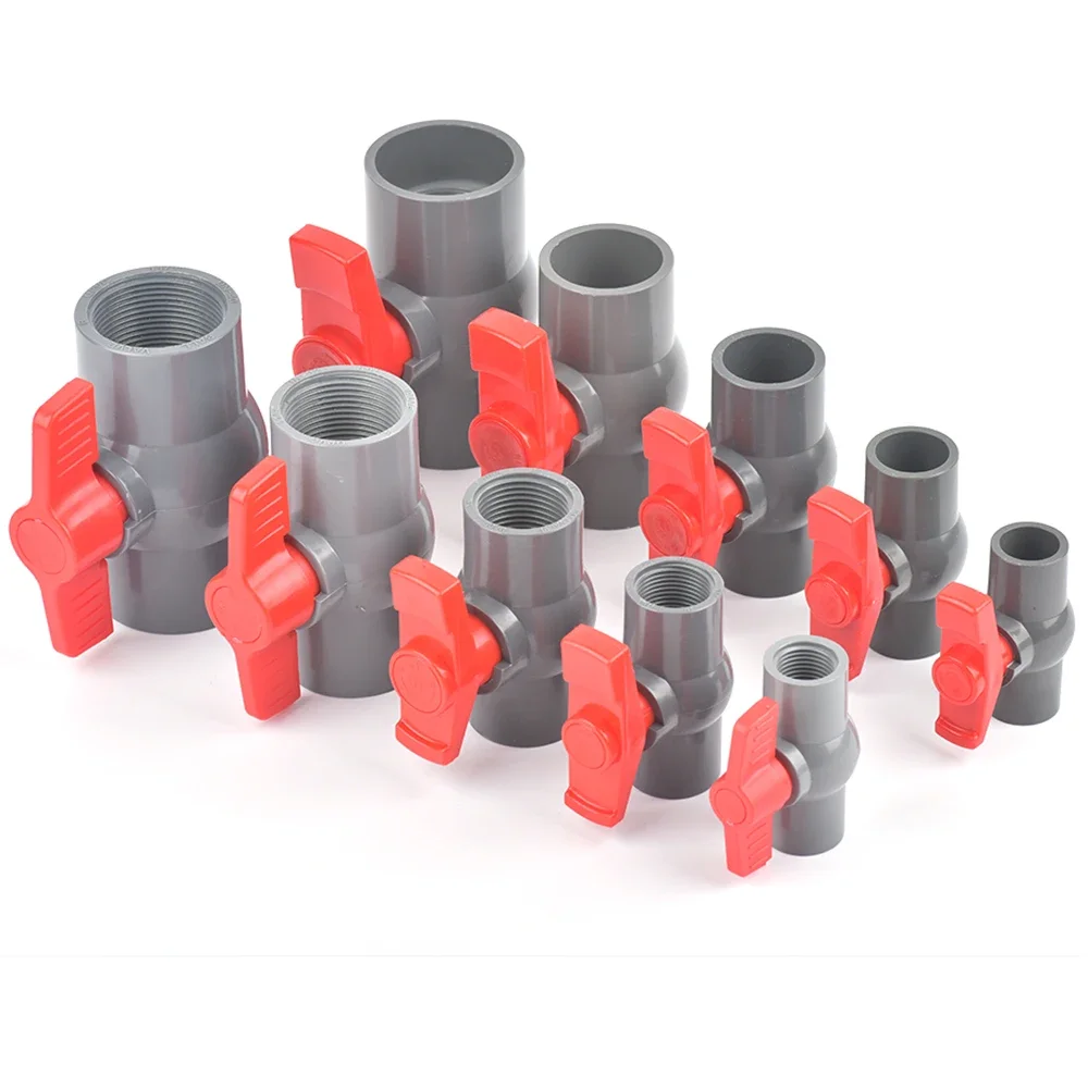 

20/25/32/40/50mm Thread and Socket Type Pipe PVC Valve Agriculture Garden Irrigation Fittings 1Pc