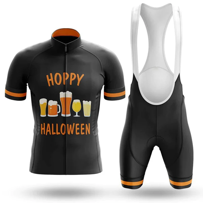 NEW Hoppy Halloween Cycling Jerseys Short Sleeve Sets Bicycle Clothing Kit Bib Pants Bike Wear Shirt