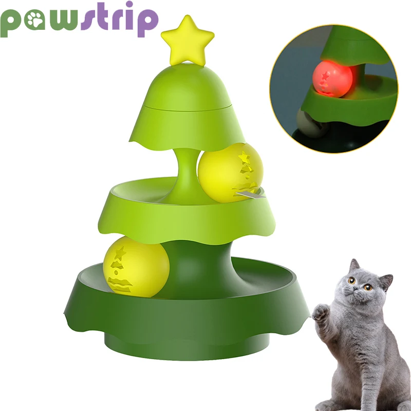 

Cat Track Turntable Toys Christmas Tree Cat Teasing Glowing Ball Mint Toys Kitten Teeth Cleaning Interactive Toy Pet Supplies