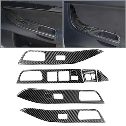 9 Pcs Carbon Fiber Car Window Lift Switch Panel Cover For Mitsubishi Lancer EVO X MR 2008 2009 2010 2011 2012 2013 2014 2015 LHD