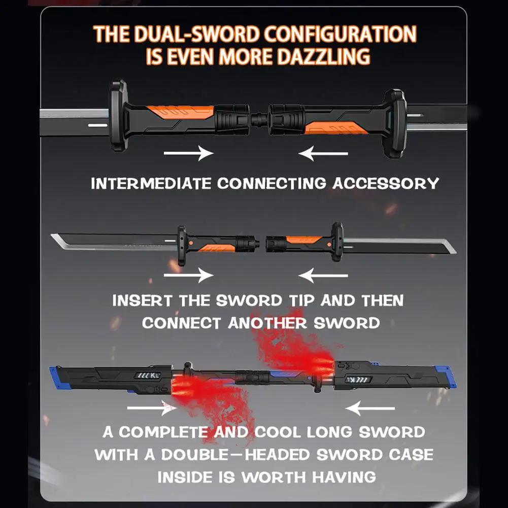 Toy light-up sword with colorful lights cool spray lightsaber dual-sword combination laser sword cool gift
