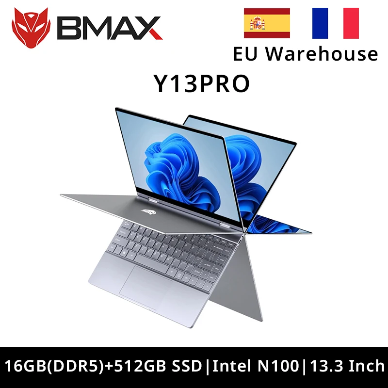 BMAX Y13PRO Y14 Laptop 13.3 14 inch Notebook Windows 11 16GB RAM LPDDR5 512GB SSD 1920*1080 IPS Intel N100 laptops Computer