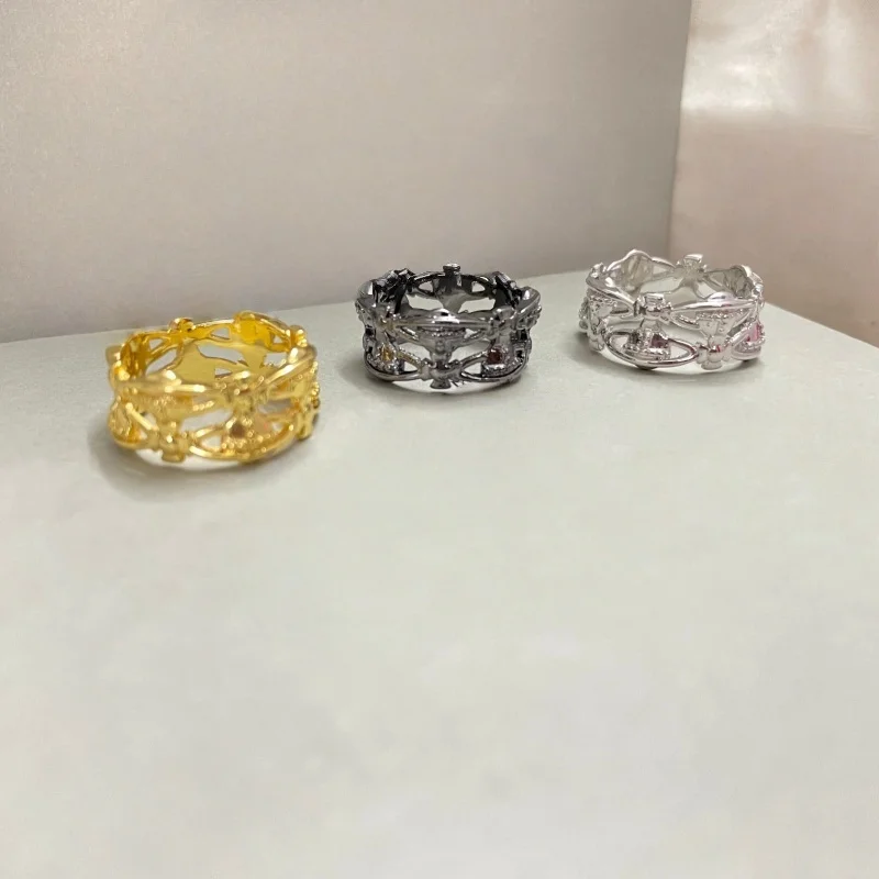 

S925 Sterling Silver Upside Down Saturn New Creative Design Punk Ring