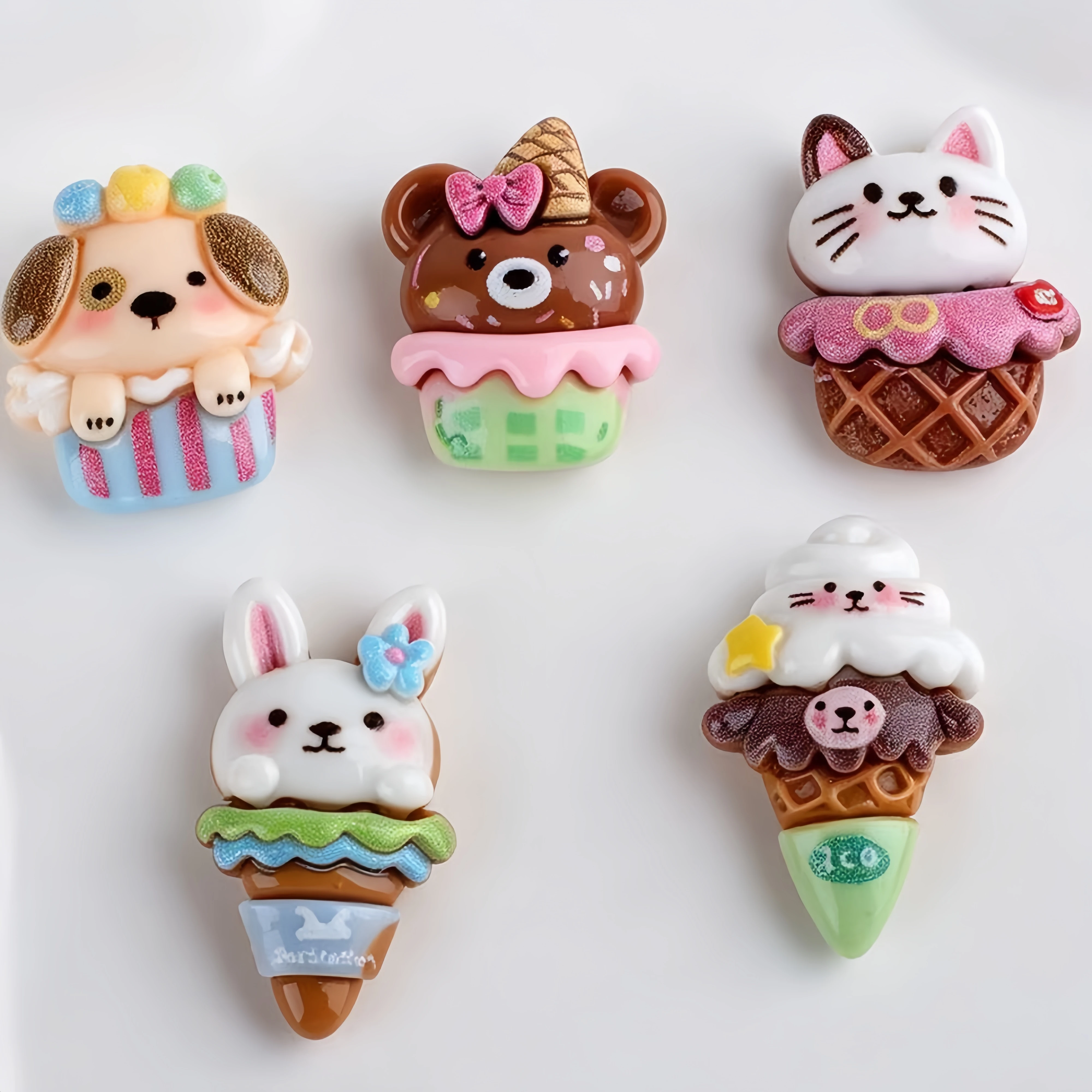 20-Pack Mixed Cat Dog Bear Bunny Ice Cream Resin Shoe Charms - Cute Animal & Food Clog Decor for Sandals & Beach Bags image 3