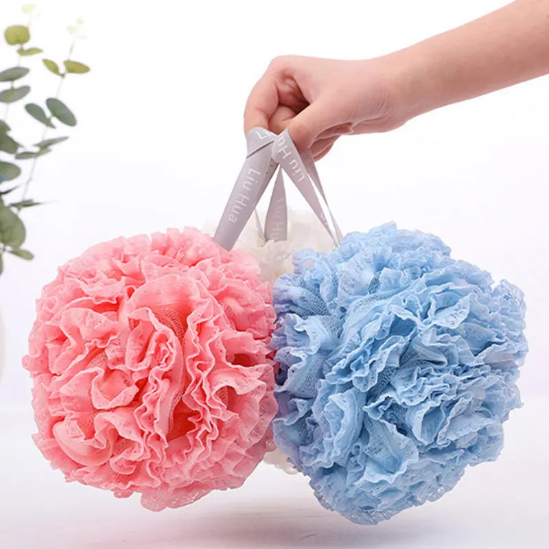 Boule de bain douce pour le nettoyage du corps, éponge à mailles, brosse dorsale, fournitures scolaires, gIslande des fleurs, douche à bulles