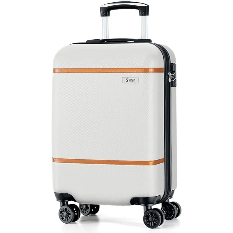 Carry On Luggage Airline Approved, ABS+PC Hardside Suitcase with Spinner Wheels TSA Lock, Carry-On 20-Inch, White