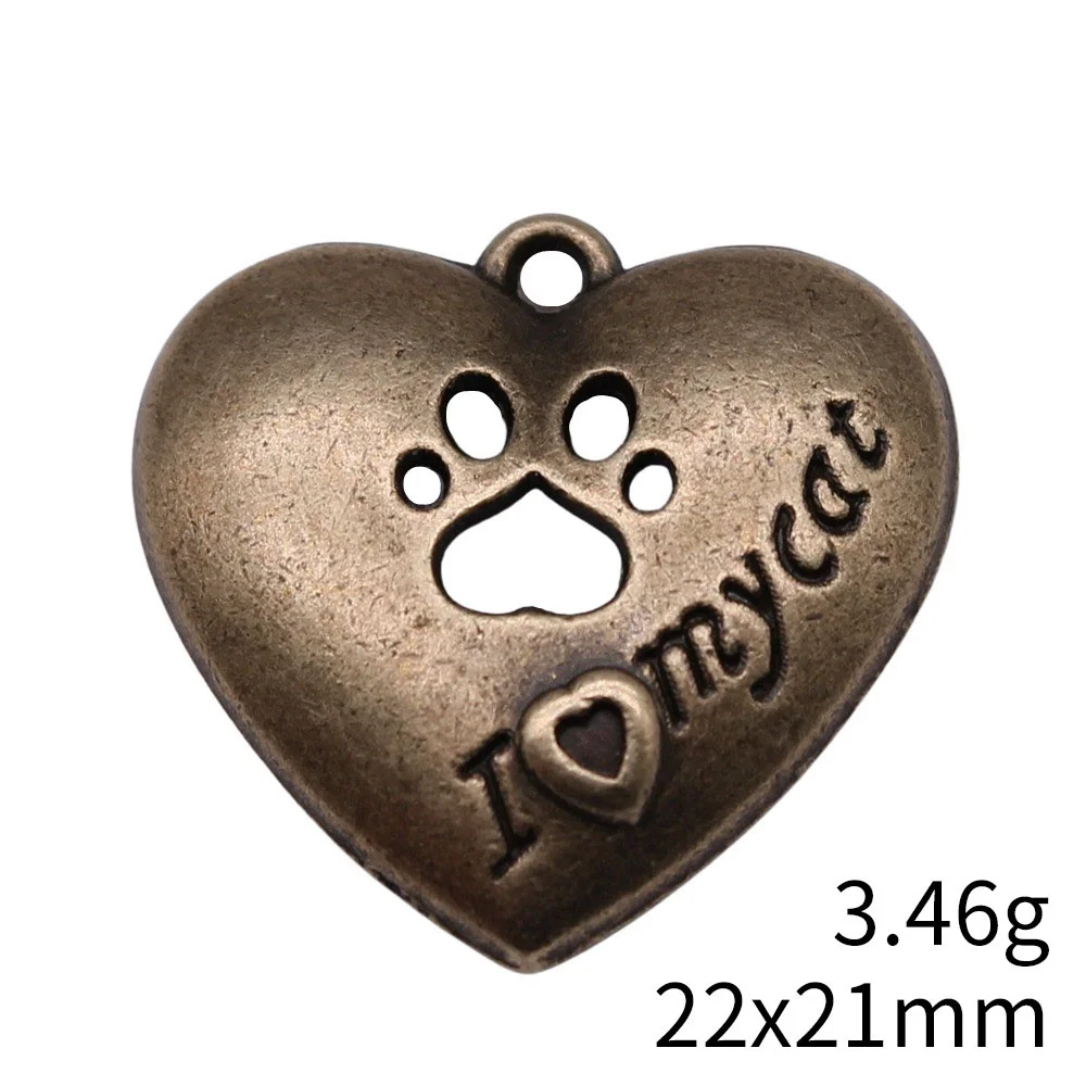2025 Trend Charms Pendant I Love Cat Charms For Needlework Pendant Accessories