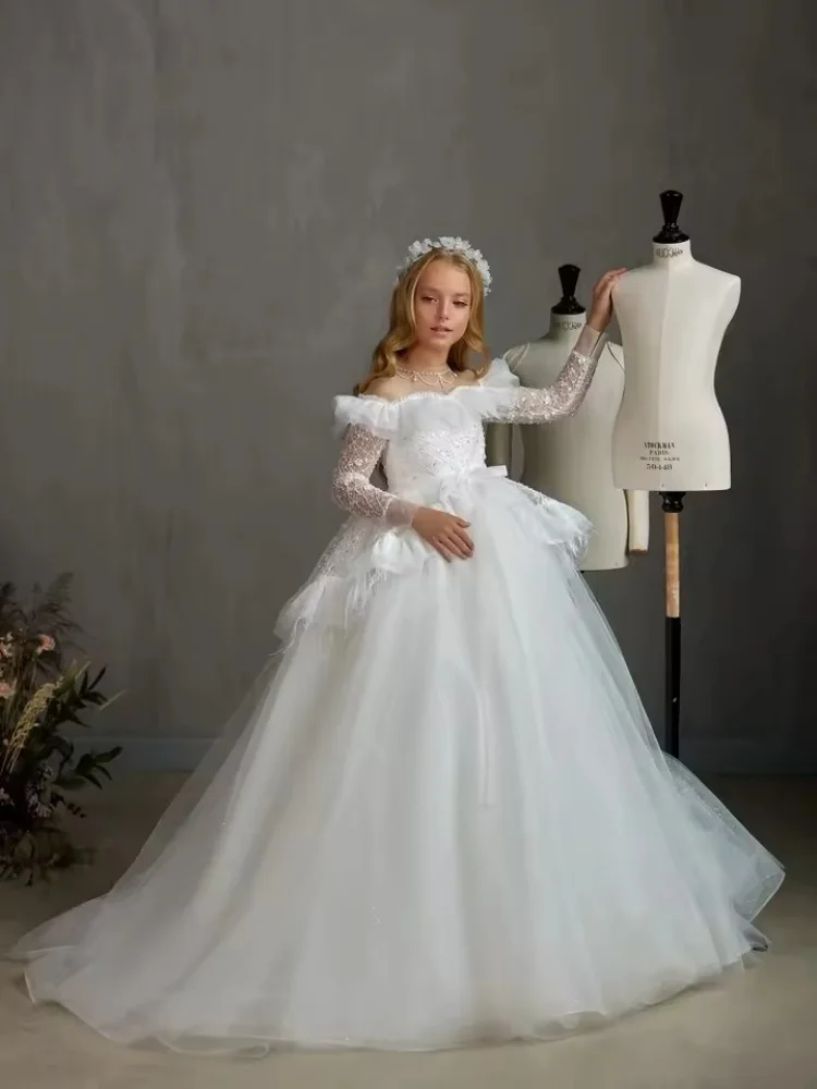 

Платья с блестками для девочек-цветочниц на свадьбу, длиной до пола, платья для маленьких девочек на день рождения, платья для первого причастия по индивидуальному заказу