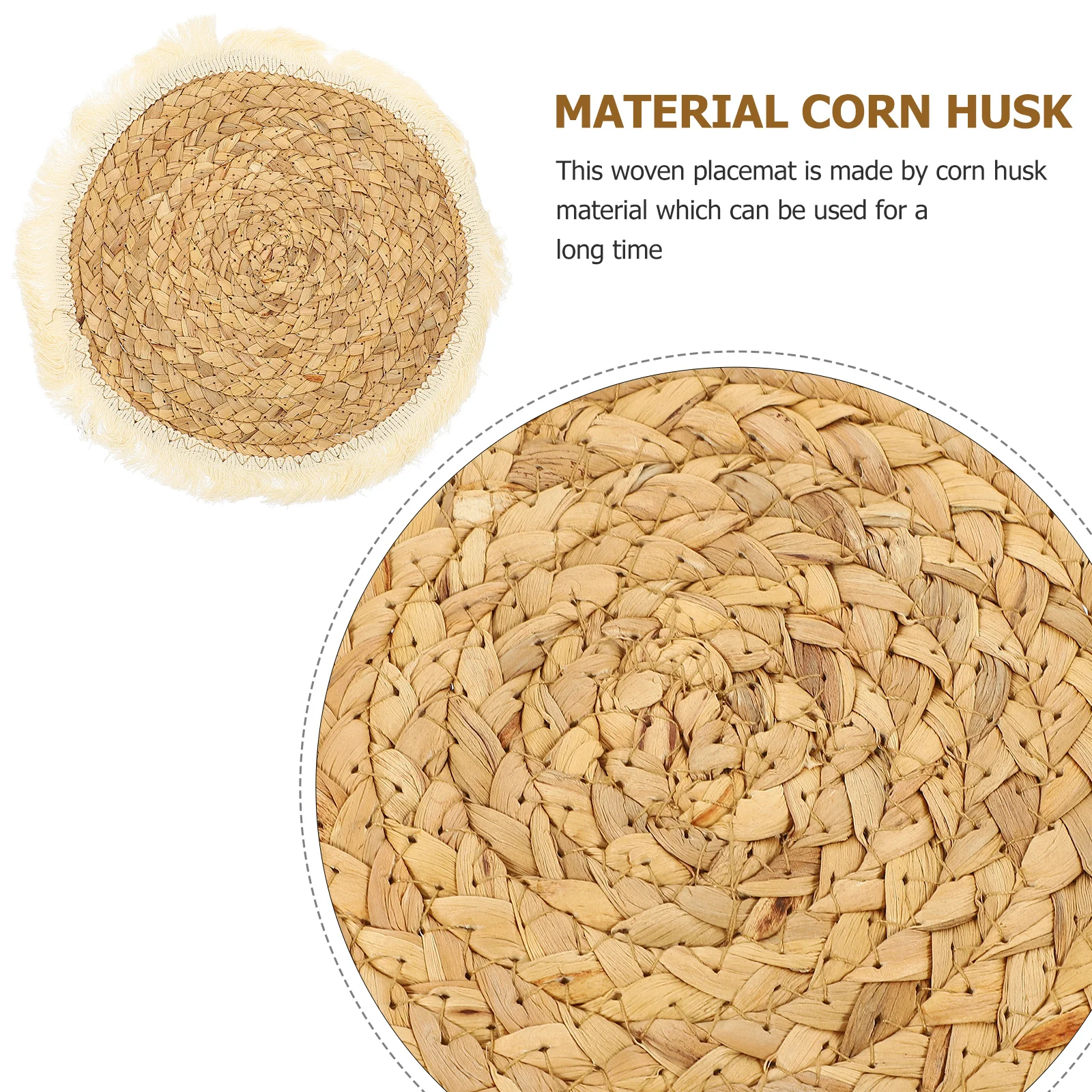 

Placemat Woven Place Mat For Table Protection Non-Slip Heat Resistant Round Coaster Woven Placemats Home