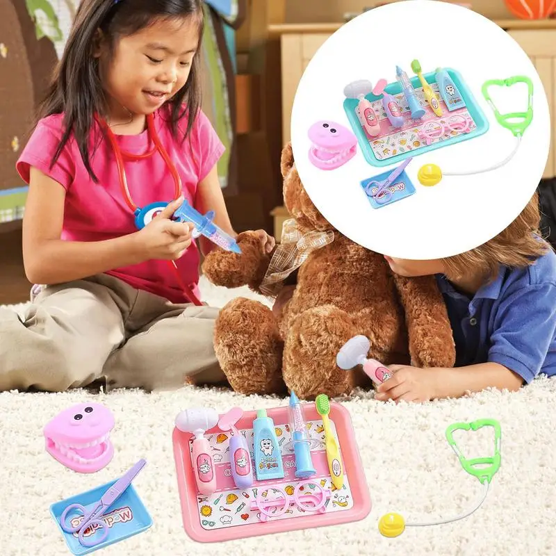 Jogar conjunto de dentista para crianças criança dentista jogar conjunto seguro realista brinquedo confortável fingir para pais criança meninas meninos aniversário