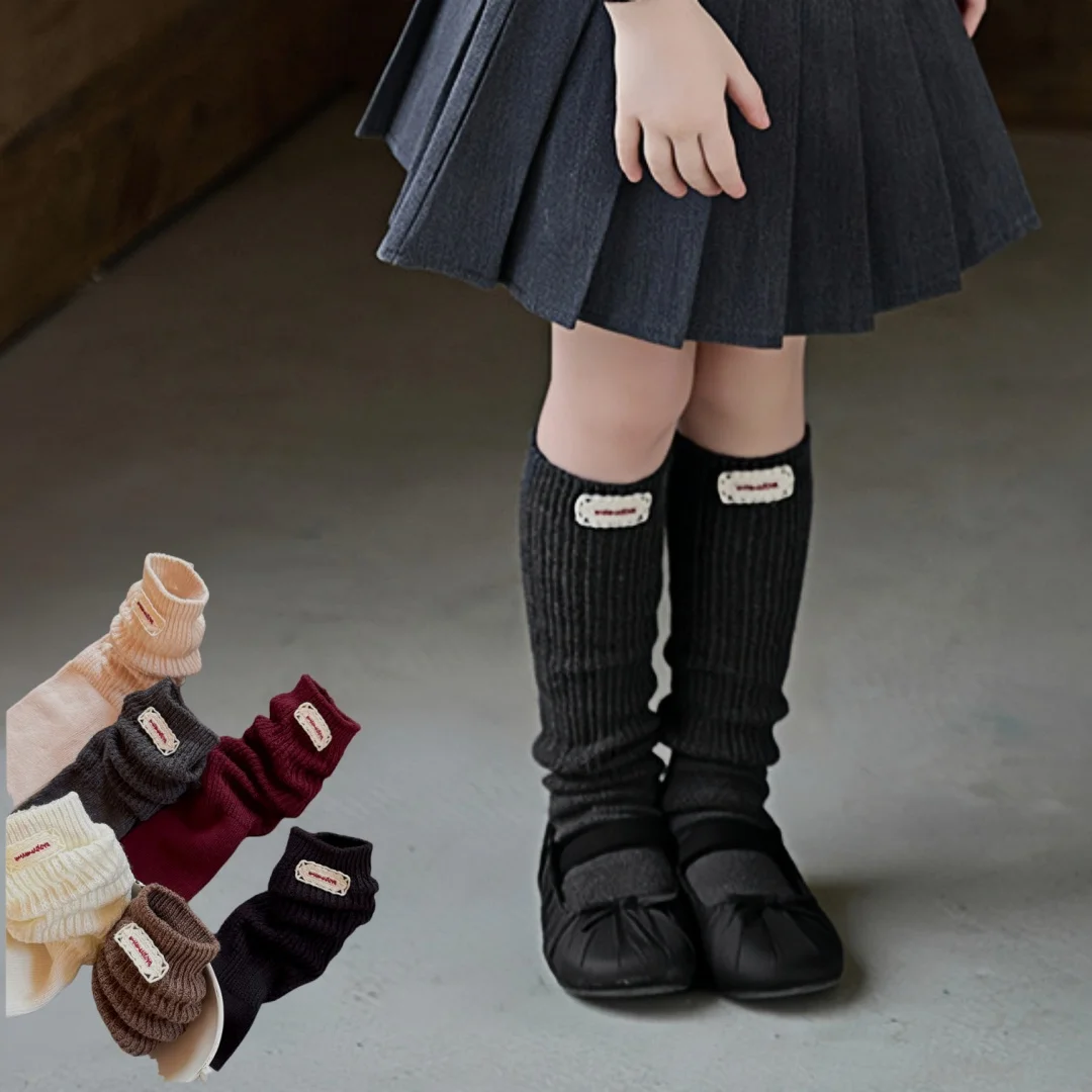 

40cm Long Tube Seamless Tights Socks Girls Cotton Over the Knee for Girls Kids Soft Warm Leg Warmers with Label Stocking