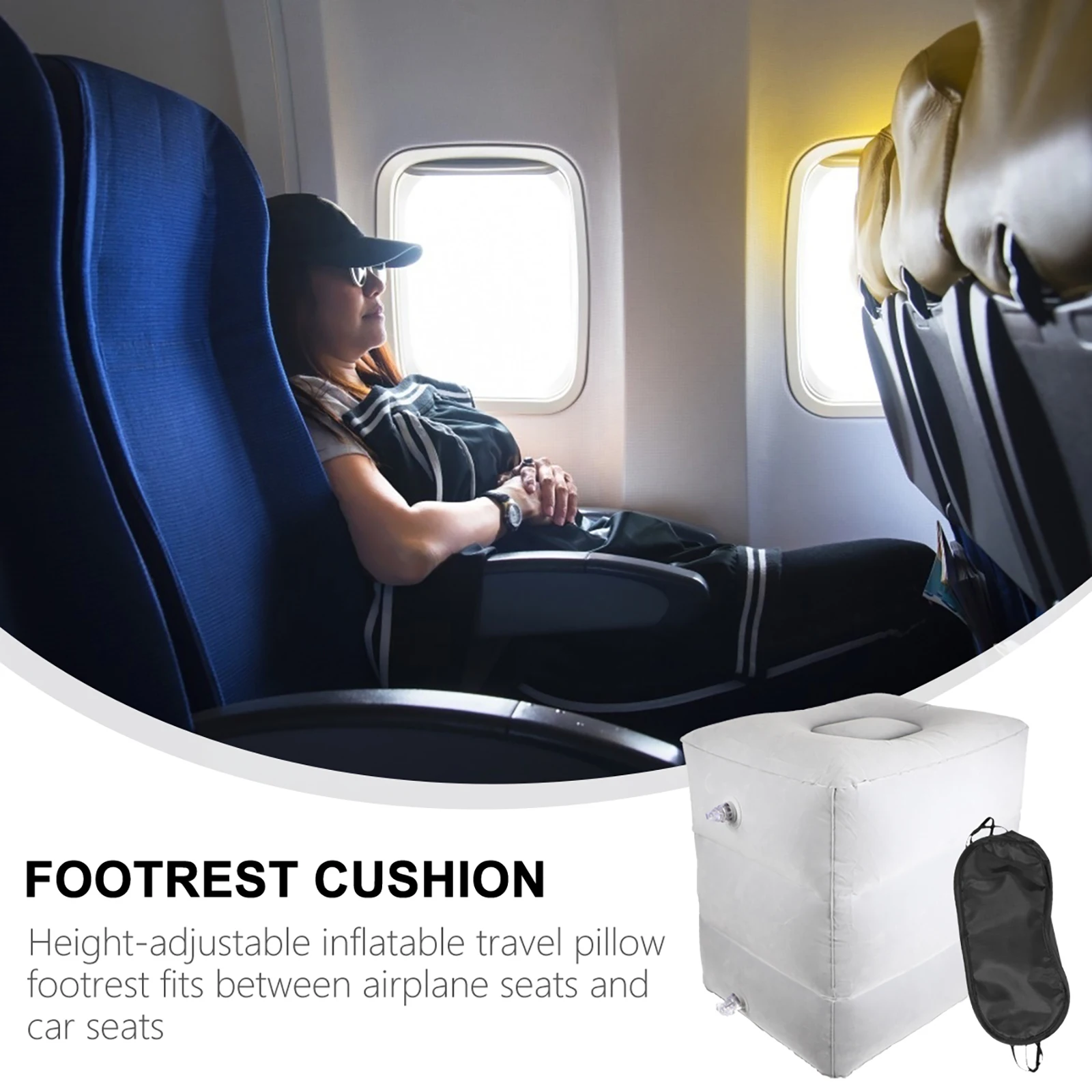 

Inflatable Footrest Pillow Comfortable PVC Flocking Foldable Travel Adjustable Height Stool Leg Rest Cushion Portable Outdoor