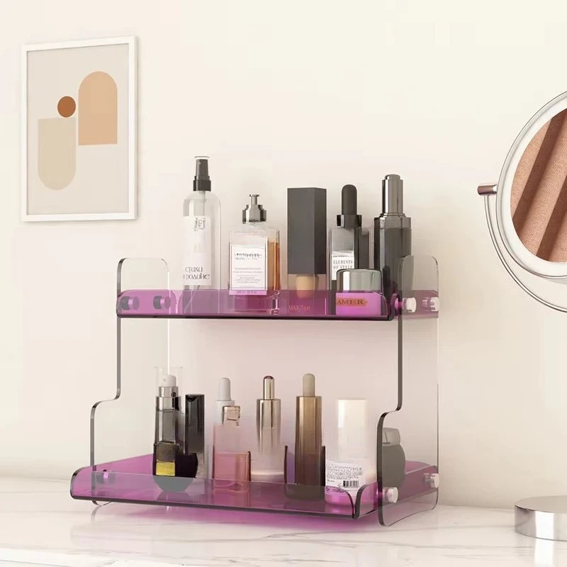 Acrylic transparent 2-layer ladder seasoning rack household kitchen storage rack