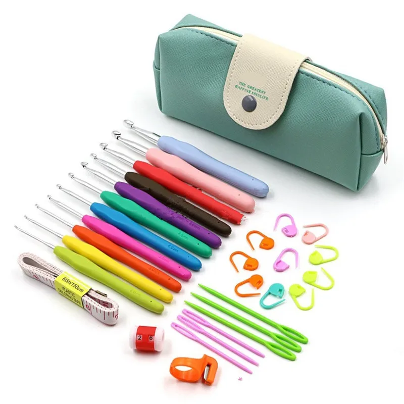 30-41Pcs Ergonomic Crochet Hook Set Extra Long Kit Crochet Needles Knitting Crochet Tricot Accessories For Beginners Comfortable