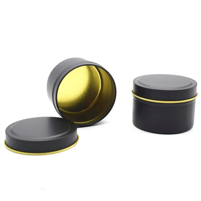 16Pcs 4OZ Travel Metal Tin Box Empty Round Candle Jar With Lid Black Storage Box Pot Skincare Beauty Health Cosmetic Container