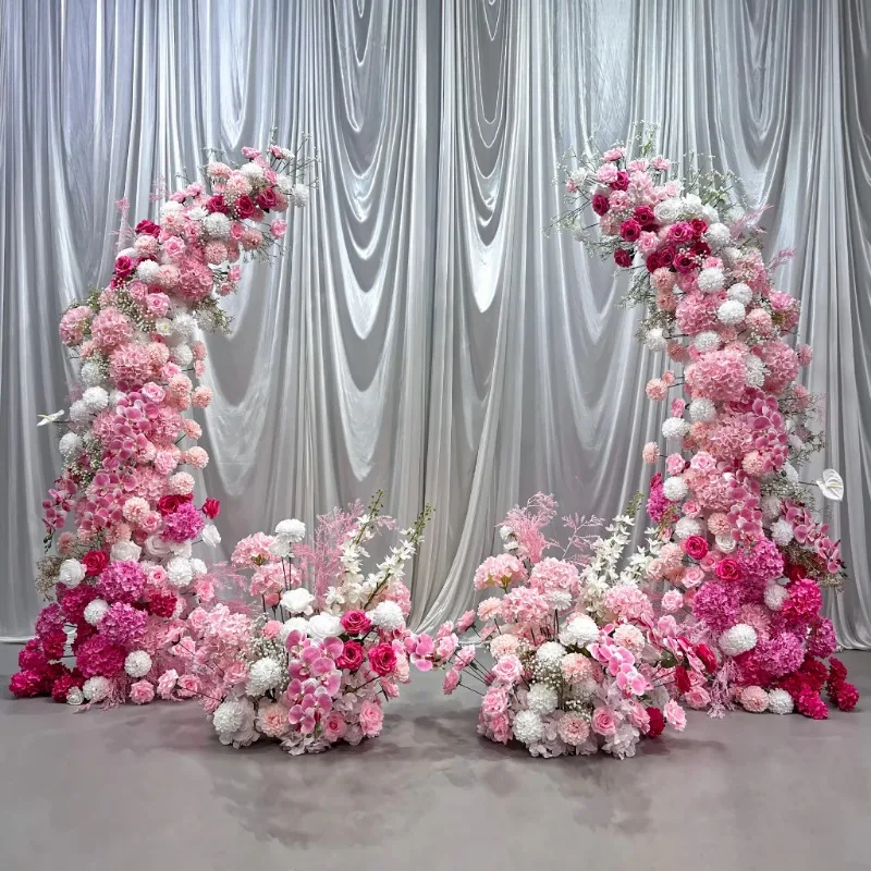 

High Quality Pink Artificial Flower Arch Wed Arch for Wedding Decoration