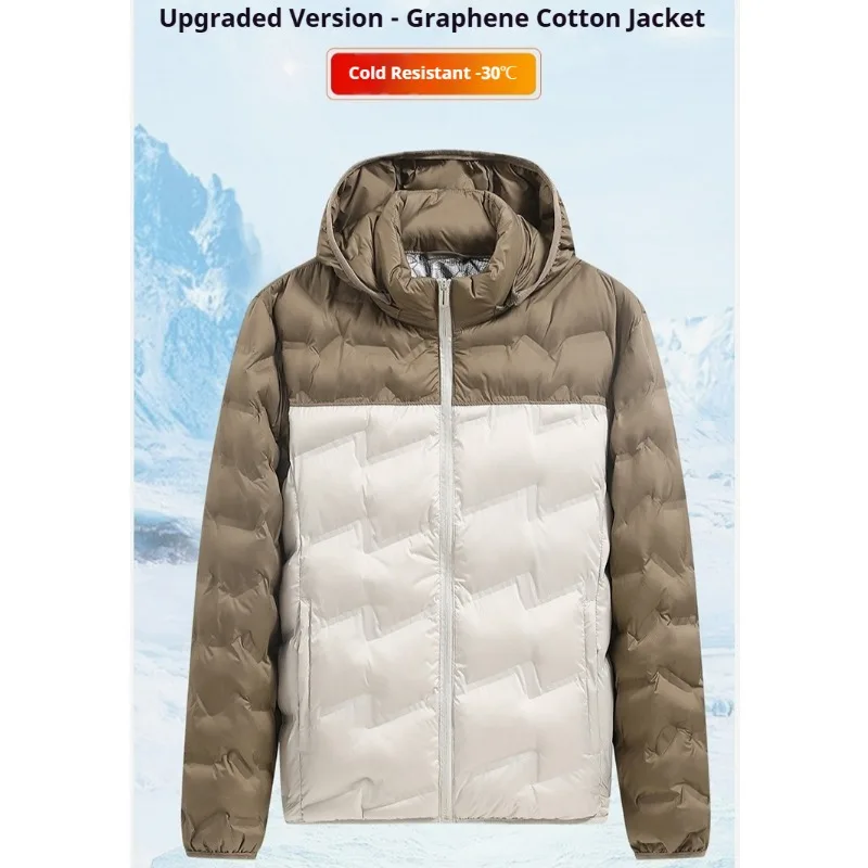 

UETEEY Men's Graphene Heated Winter Coat Thermal Insulated Parka Water Resistant Windproof Removable Hooded Warm Jacket Men