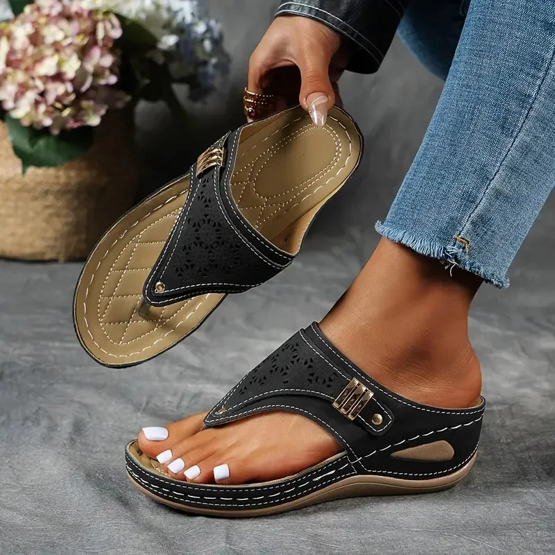 Clip Toe Wedge Sandals Women 2024 Summer Thick Platform Anti-Slip Beach Sandals Woman Size 36-43 Low Heels Gladiator Sandalias