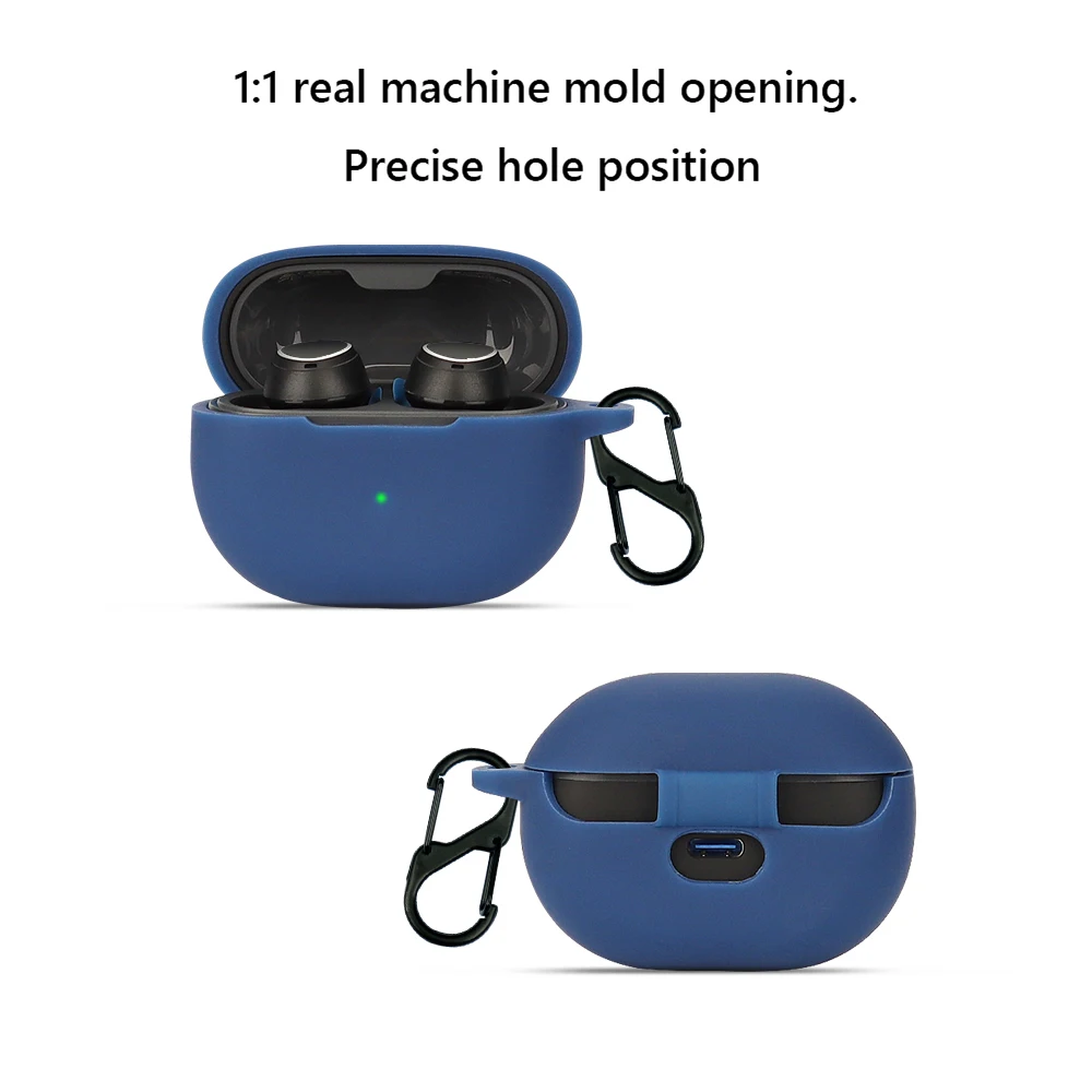 Cover For SoundPEATS Mini Pro Soft Silicone Cover with Carabiner Shockproof Wireless Earphone Sleeve Anti Dust Washable Cover