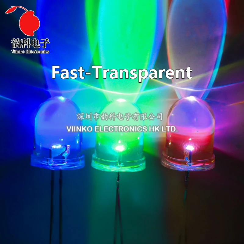 10pcs F10 10mm Fast / Slow RGB Flashing Red Green Blue Rainbow Multi Color Light Emitting Diode Round LED Full Color DIY Kit