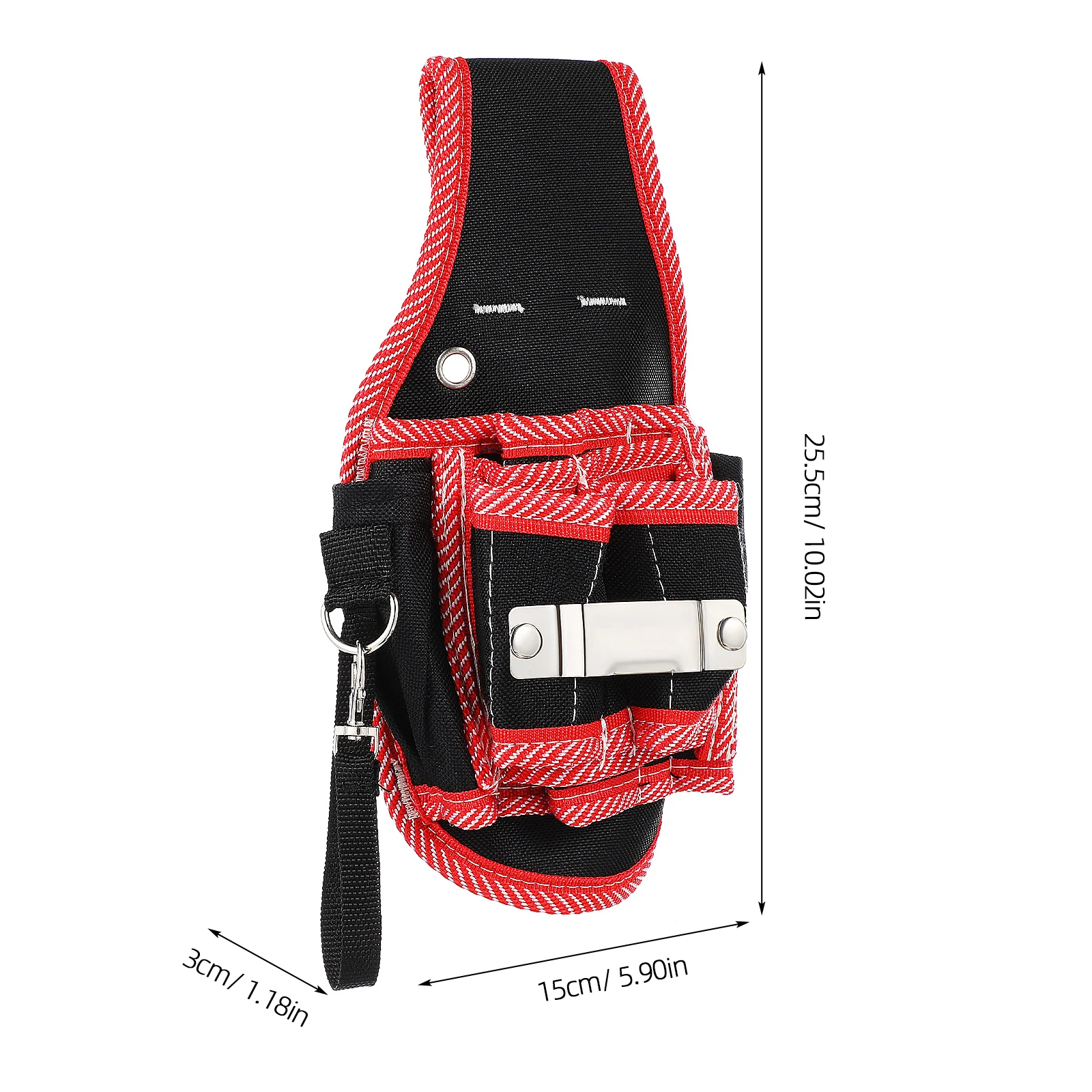 

Multi Pocket Fanny Pack Bag Red Trim Lightweight Polyester Belt Pouch for Electricians Mechanics Maintenance Decoration