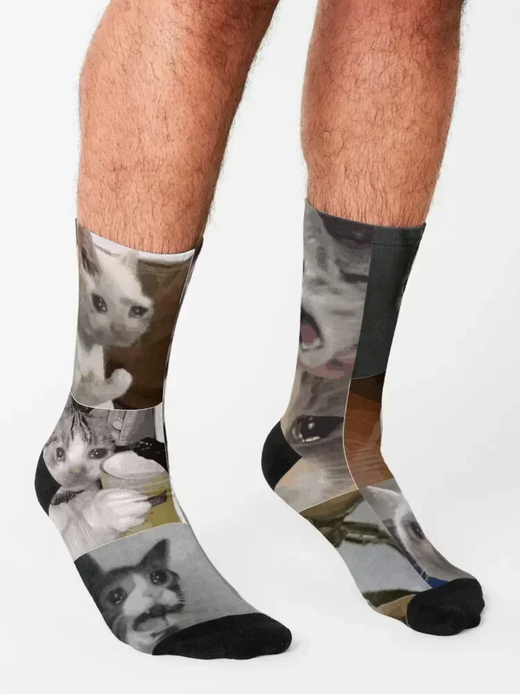 Crying Cat Socks man custom sports bright garter Crossfit Men Socks Women's