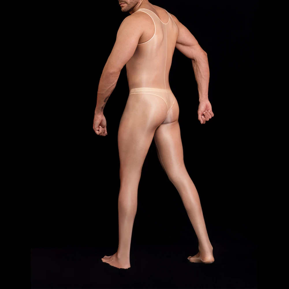 Male Sexy Lingerie Mens Bodysuit Night Club Oil Glossy Shiny Jumpsuit Medium Strecth Slim Solid Underwear Body Stocking