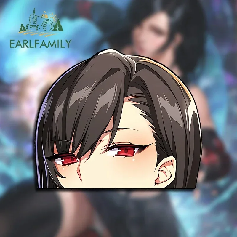 

EARLFAMILY 13cm x 10.9cm for Tifa Lockhart Peeker Car Sticker Creative Surfboard Tools Decal Fun Waterprroof Car Accessories