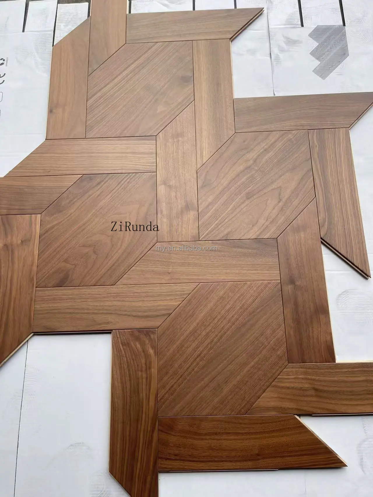 カスタマイズされた15mmの不規則な曲線デザインの六角形模様の木製床