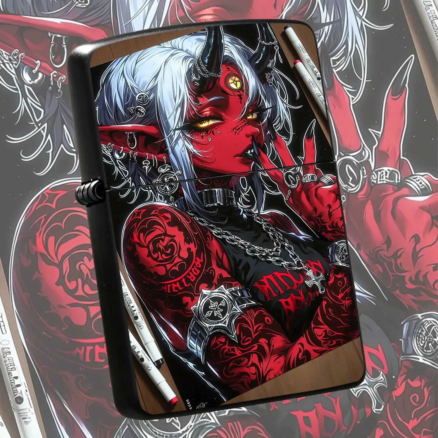 Trendy Cyber Red-Haired Girl Printed Lighter, Stylish Anime Character Pattern Portable Ignition Item, Suitable For Camping Dating Daily Scenes, Unique Practical Atmospheric Carry-On Gift For Your Friends And Hobbyists A Humorous And Interes