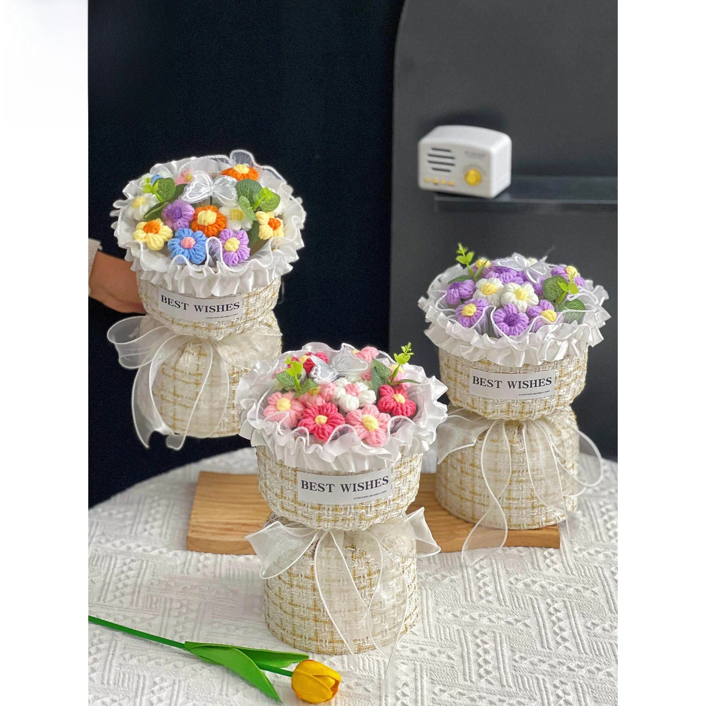 

Подарок на День матери: Вечный цветок, вязаный букет для выпускницы, лучшей подруги, подарок на день рождения, креативная подарочная коробка