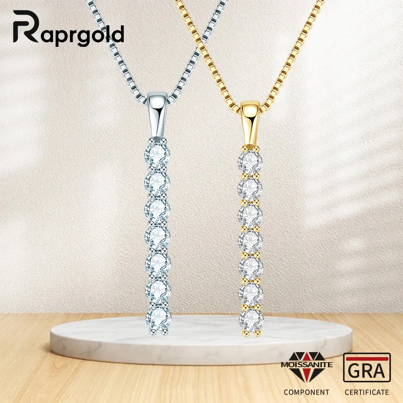 

Сертифицированный RAPRGOLD круглый муассанит, прямоугольный кулон, ожерелье, цепочки для женщин, стерлинговое серебро S925, ювелирные изделия, подарки, ошейники