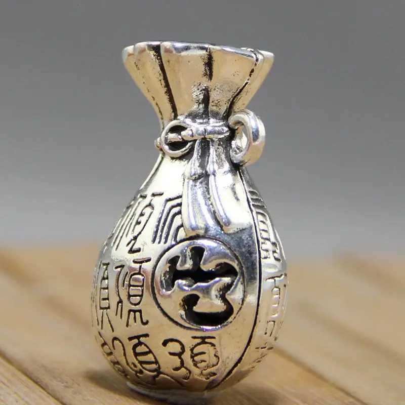 Collection Antique Factory Direct Sales Wholesale Vintage Miscellaneous Crafts Hollow White Copper Money Bag Pendant